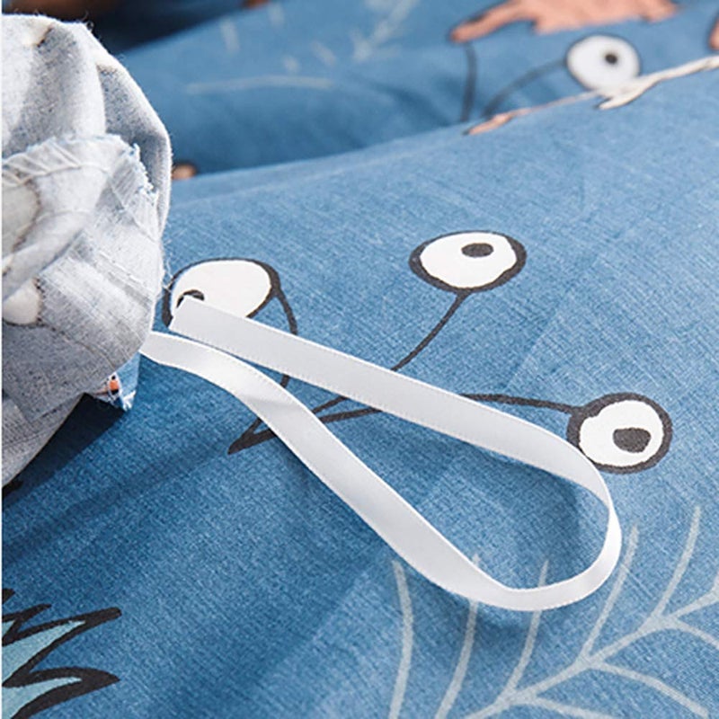 CLOTHKNOW Kids Twin Duvet Cover Sets 3Pcs Blue Animal Bedding Sets Cartoon Woodland Theme Bedding Duvet Cover Sets with 2 x Pillow Cases - Image 5